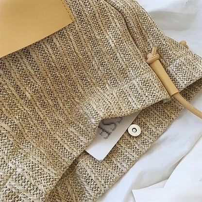 Vintage Large Capacity Woven Straw Shopping Tote Bag