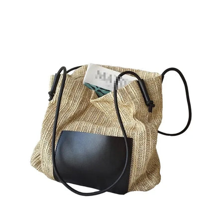 Vintage Large Capacity Woven Straw Shopping Tote Bag