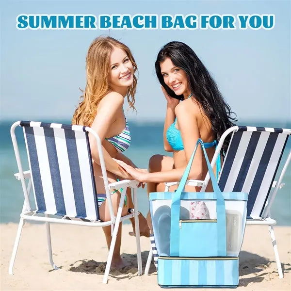 Double-Layer Polyester Large Capacity Transparent Handbag