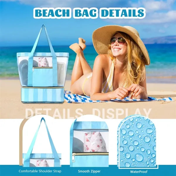 Double-Layer Polyester Large Capacity Transparent Handbag
