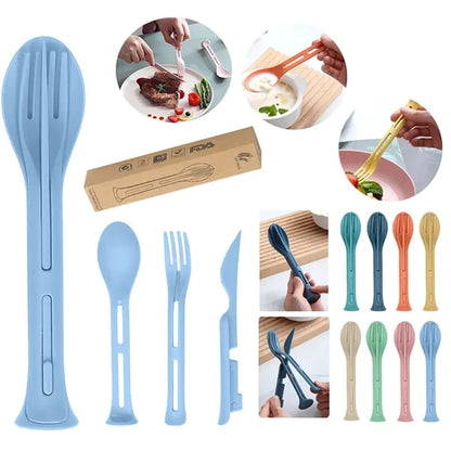 3 in 1 Wheat Straw Portable Cutlery Set