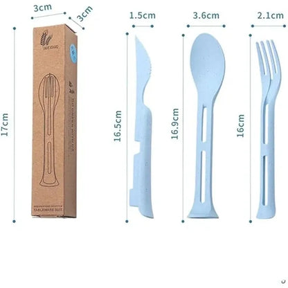 3 in 1 Wheat Straw Portable Cutlery Set