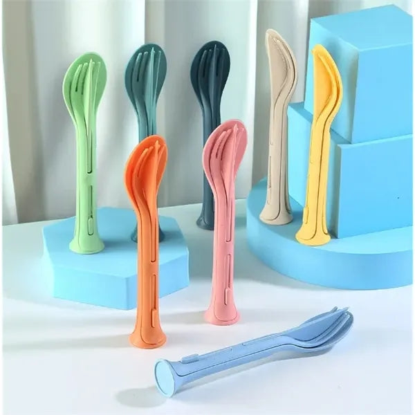 3 in 1 Wheat Straw Portable Cutlery Set