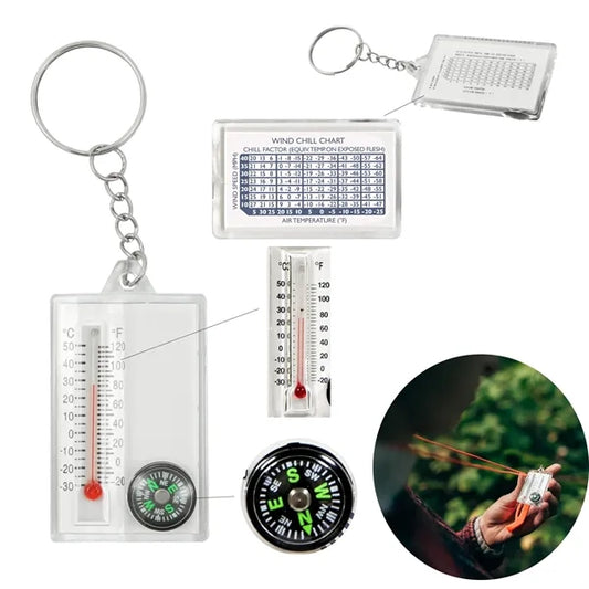 Portable Compass with thermometer Keychain