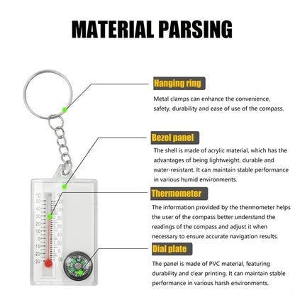 Portable Compass with thermometer Keychain