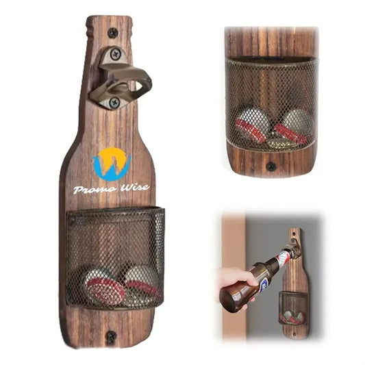 Creative Wall-Mounted Wooden Beer Bottle Opener Practical