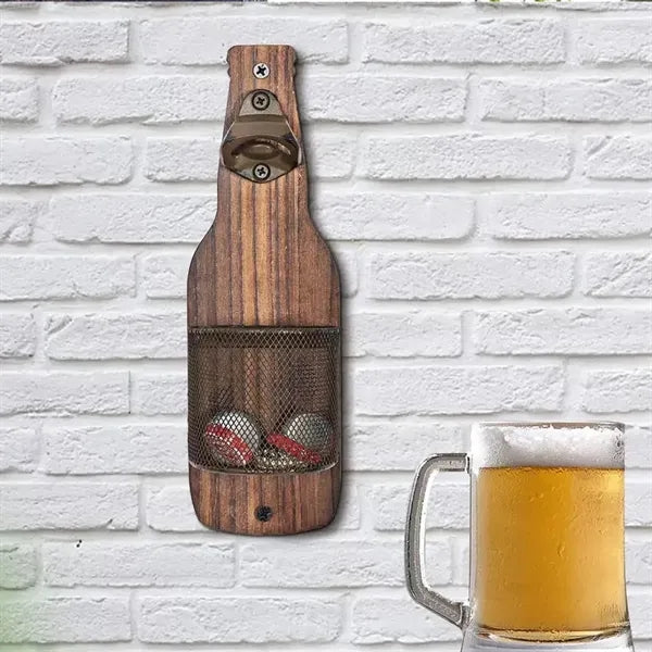 Creative Wall-Mounted Wooden Beer Bottle Opener Practical