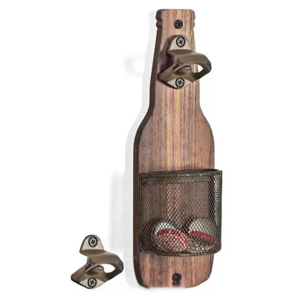Creative Wall-Mounted Wooden Beer Bottle Opener Practical