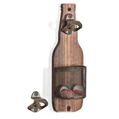 Creative Wall-Mounted Wooden Beer Bottle Opener Practical