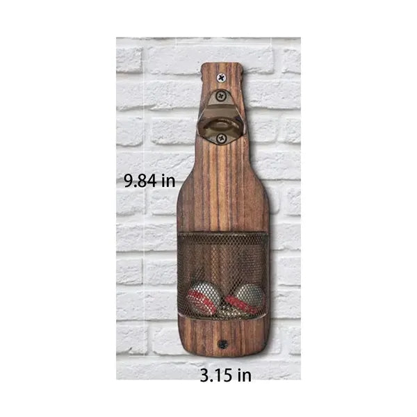 Creative Wall-Mounted Wooden Beer Bottle Opener Practical