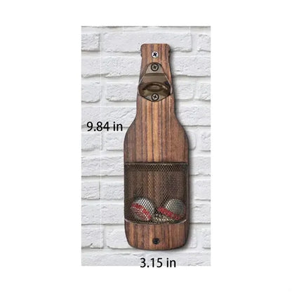 Creative Wall-Mounted Wooden Beer Bottle Opener Practical
