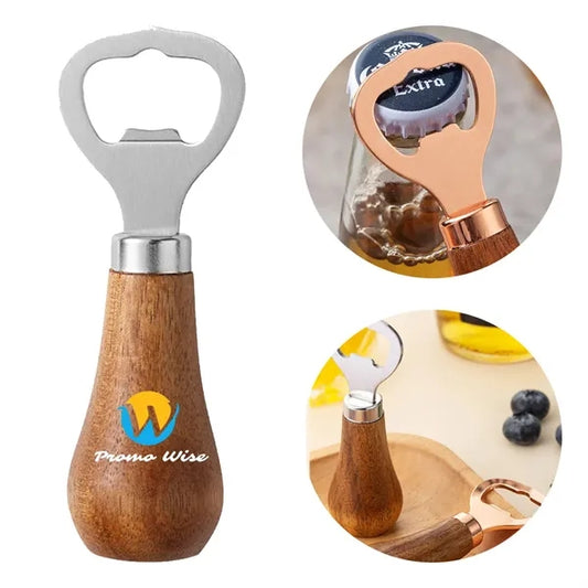 Creative Vertical Stainless Steel Acacia Wood Bottle Opener
