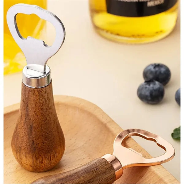 Creative Vertical Stainless Steel Acacia Wood Bottle Opener