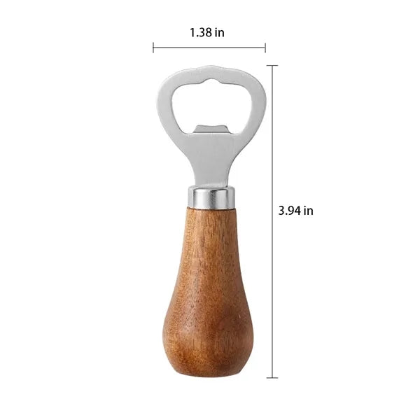 Creative Vertical Stainless Steel Acacia Wood Bottle Opener