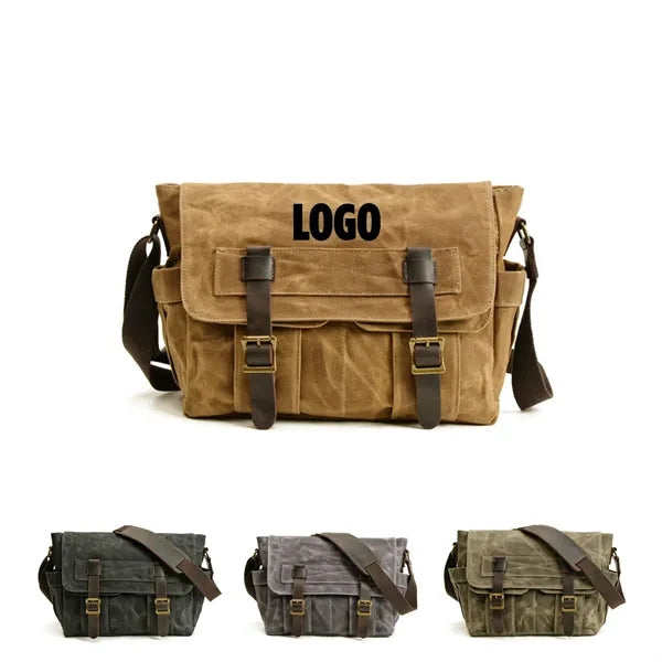Leather Canvas Laptop & Messenger Bag