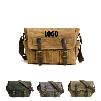 Leather Canvas Laptop & Messenger Bag