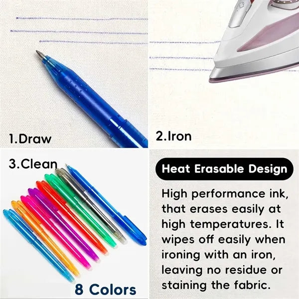 Heat Erasable Gel Pen Fabric Markers 0.5mm for Sewing