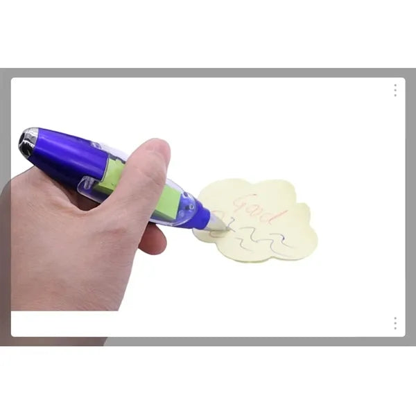 Sticky Note 0.7mm Ballpoint Pen with LED Flashlight Lanyard