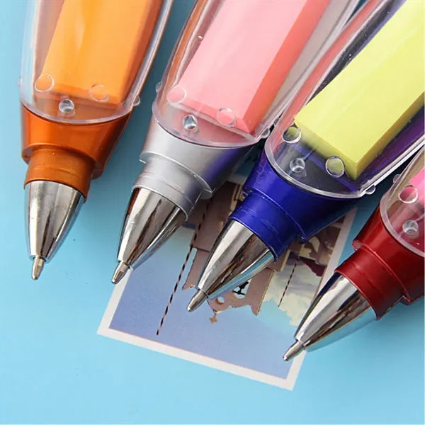 Sticky Note 0.7mm Ballpoint Pen with LED Flashlight Lanyard