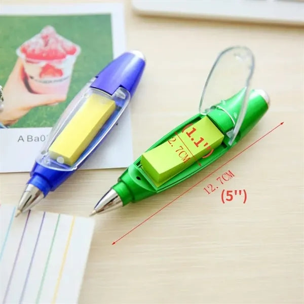 Sticky Note 0.7mm Ballpoint Pen with LED Flashlight Lanyard