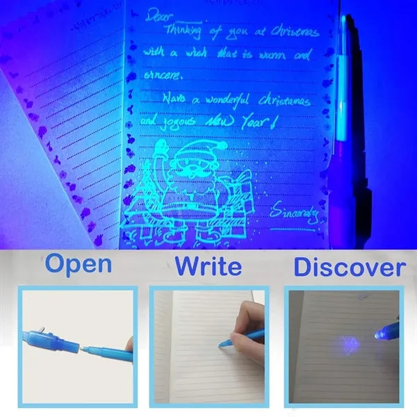 Invisible Ink Pen with UV Light Magic Marker Secret Messages