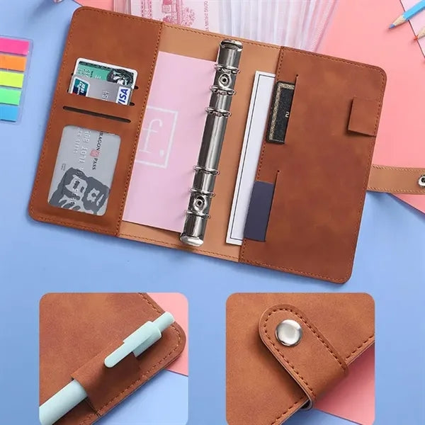 A6 Loose Leaf Refillable 6 Ring Binder with Buckle Closure