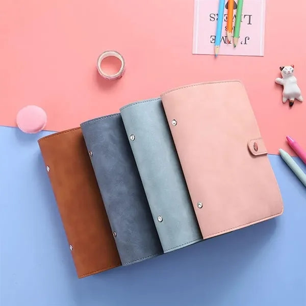 A6 Loose Leaf Refillable 6 Ring Binder with Buckle Closure