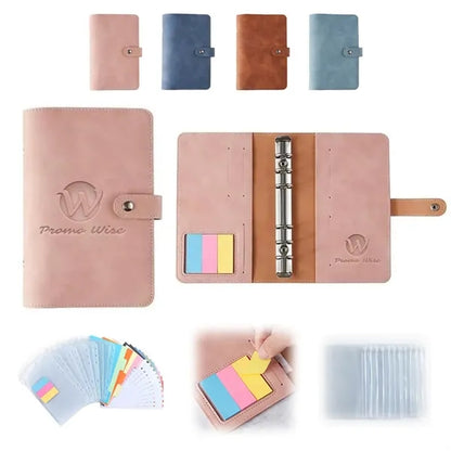 A6 PU Leather Loose-Leaf Notebook With Sticky Notes