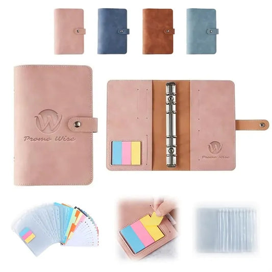 A6 PU Leather Loose-Leaf Notebook With Sticky Notes