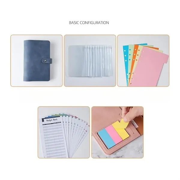 A6 PU Leather Loose-Leaf Notebook With Sticky Notes