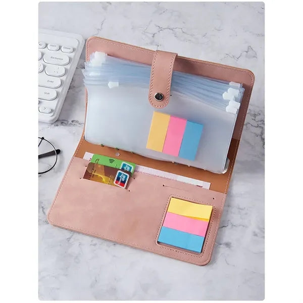 A6 PU Leather Loose-Leaf Notebook With Sticky Notes