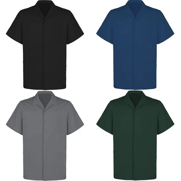 Cuban Collar Men's Short Sleeve Woven Shirt
