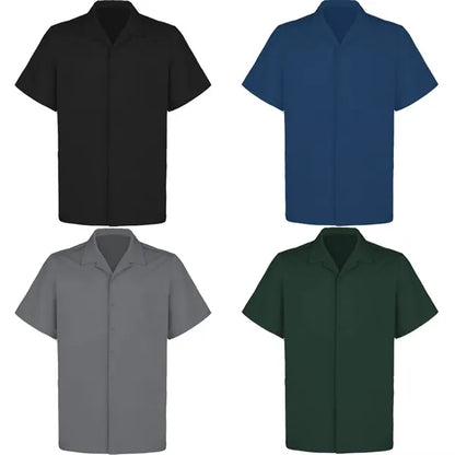 Cuban Collar Men's Short Sleeve Woven Shirt