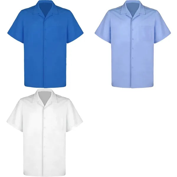 Cuban Collar Men's Short Sleeve Woven Shirt