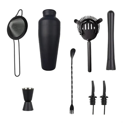 8 in 1 Matte Black Professional Cocktail Shaker Set