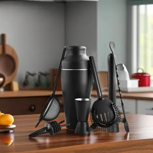 8 in 1 Matte Black Professional Cocktail Shaker Set