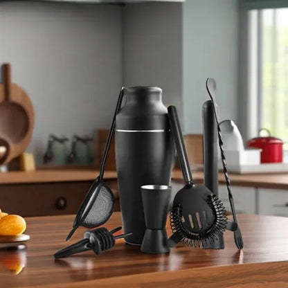 8 in 1 Matte Black Professional Cocktail Shaker Set