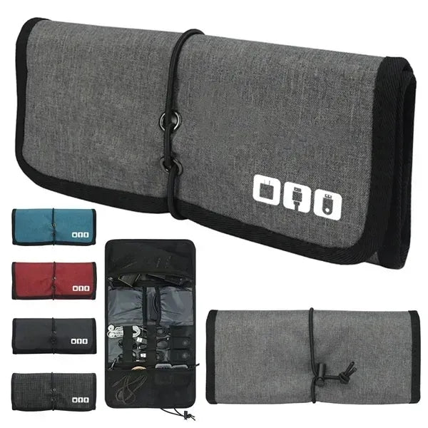 Roll Up Travel Cable Charger Organizer Pouch