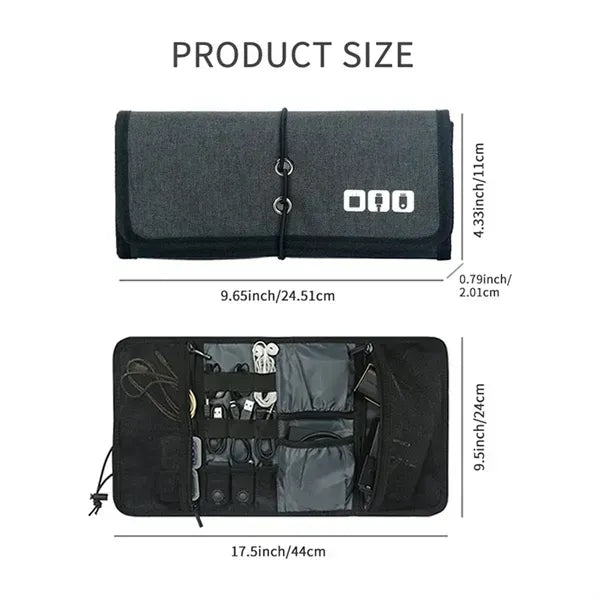 Roll Up Travel Cable Charger Organizer Pouch