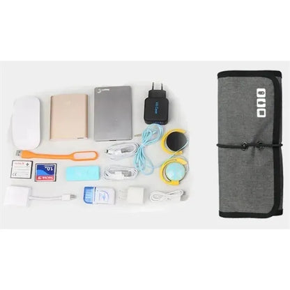Roll Up Travel Cable Charger Organizer Pouch