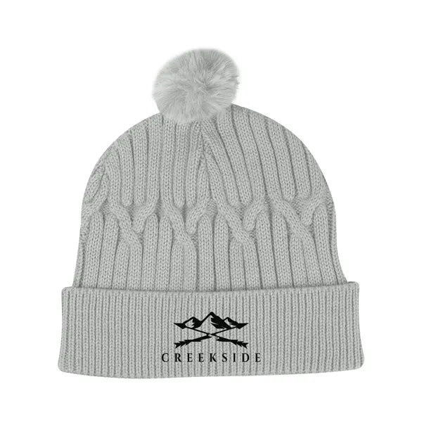 Courtney Cable Knit rPET Pom Beanie