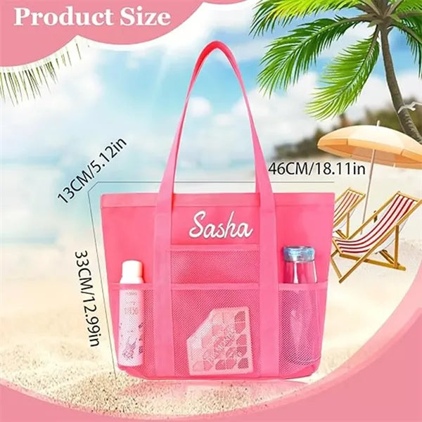 Personalized Mesh Beach Tote Bag