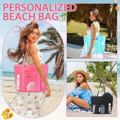 Personalized Mesh Beach Tote Bag