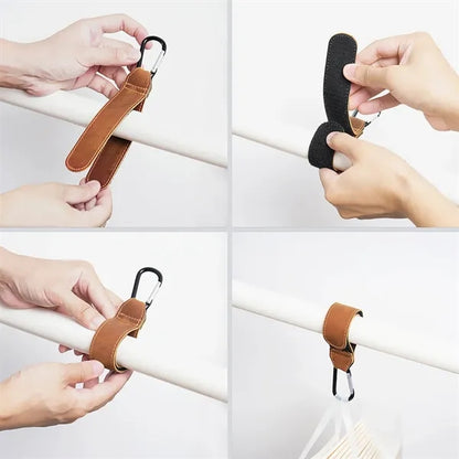 Cowhide Adjustable Mommy Hook for Stroller Car Shopping Cart