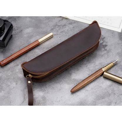 Vintage Leather Stationery Pencil Case Coin Storage Pouch