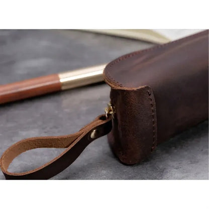 Vintage Leather Stationery Pencil Case Coin Storage Pouch