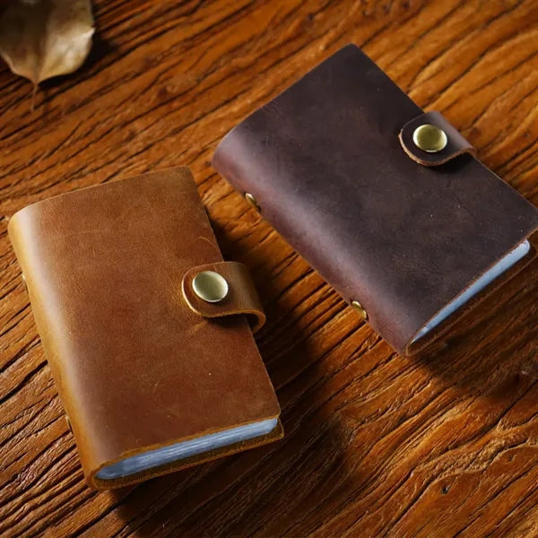 Leather Multi-Slot Large-Capacity Card Case Holder W/Snap