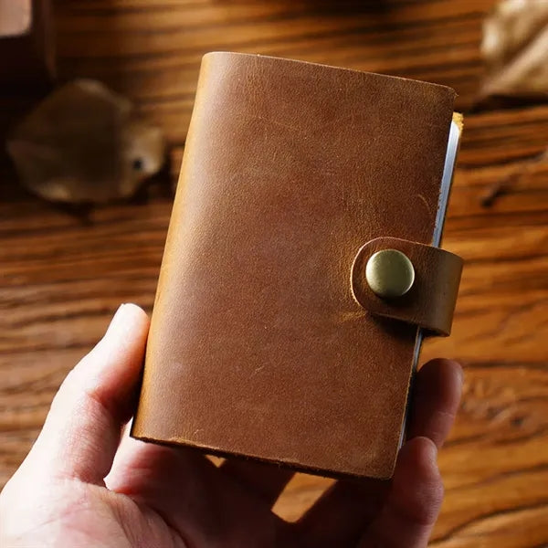 Leather Multi-Slot Large-Capacity Card Case Holder W/Snap