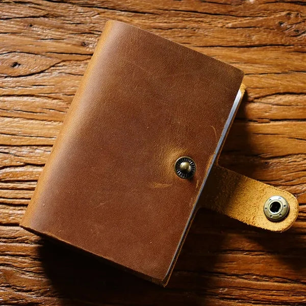 Leather Multi-Slot Large-Capacity Card Case Holder W/Snap