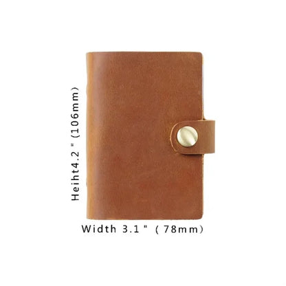 Leather Multi-Slot Large-Capacity Card Case Holder W/Snap